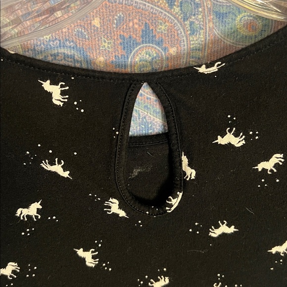 Old Navy Black Girls Dress with White Unicorns size L(10/12) - Picture 5 of 5